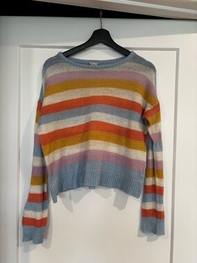 Striped Pastel Cropped Women’s Sweater - Multicolor size Medium